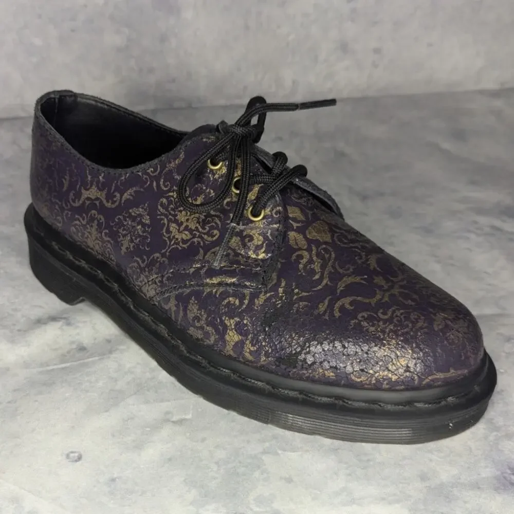 Dr. Martens RARE 1461 Baroque Crystal Suede Oxfords in Purple / Gold, Size 6